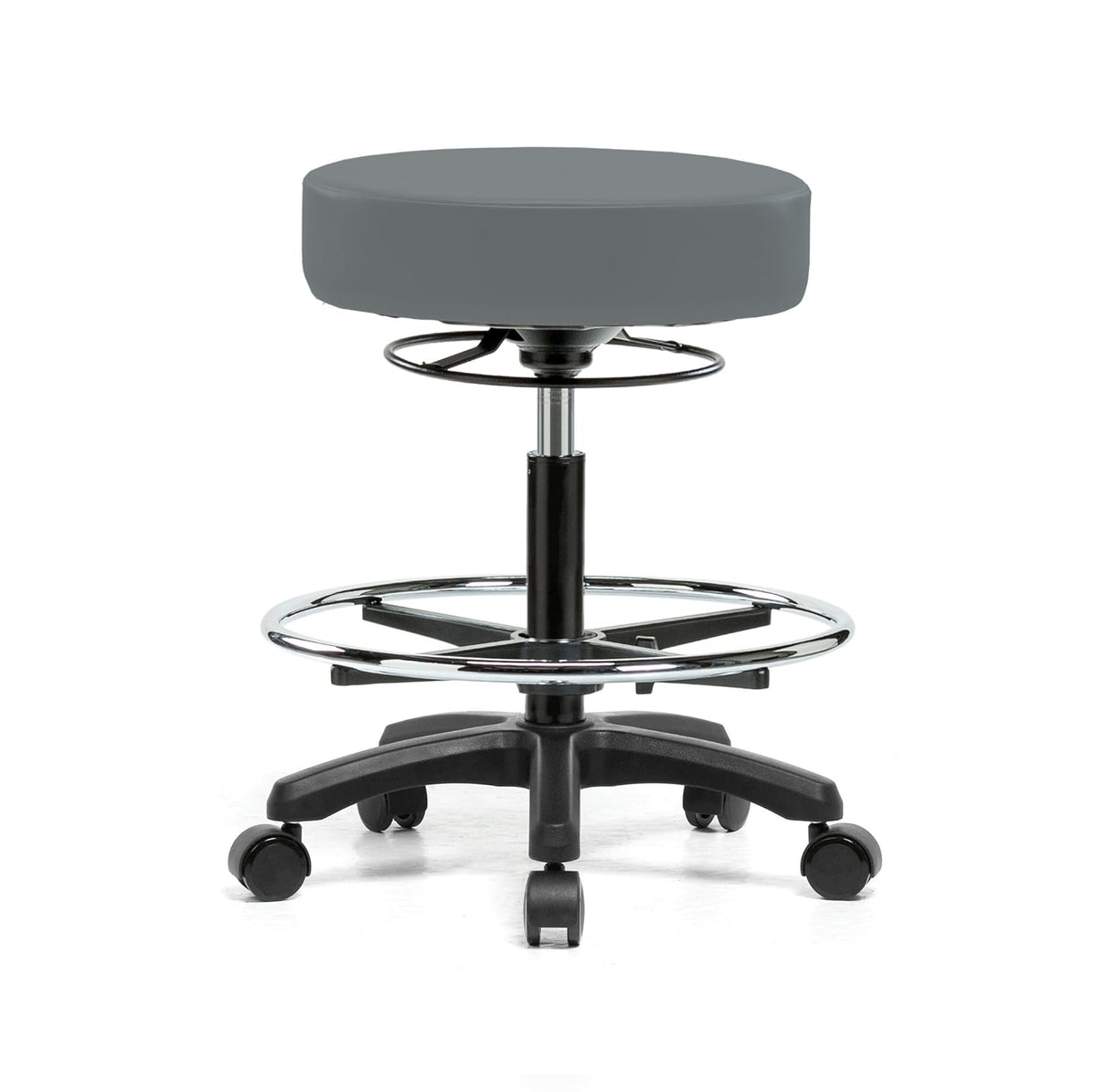 Height Adjustable Rolling Stool Gray Vinyl L714429