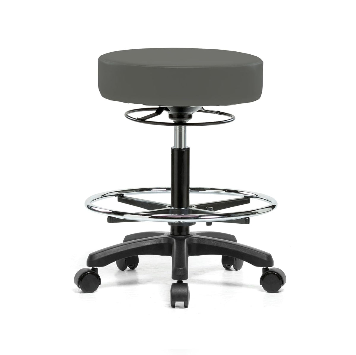 Height Adjustable Rolling Stool Gray Vinyl L714429