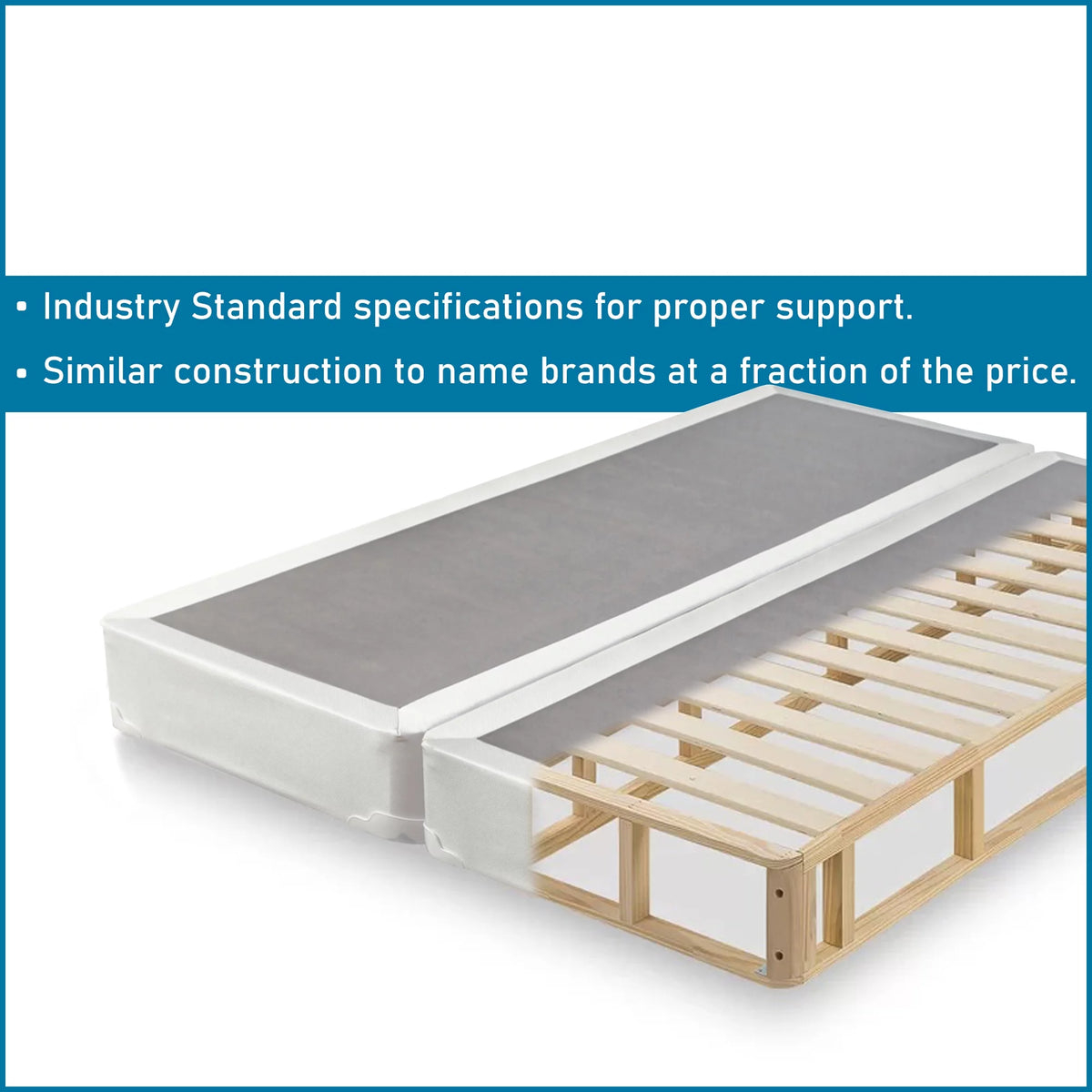 8" Split Wood Box Spring, King, White N786409