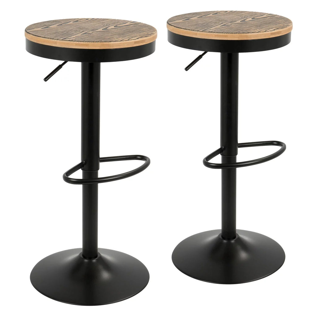 Adjustable Wood Bar Stool Set of 2 N17149