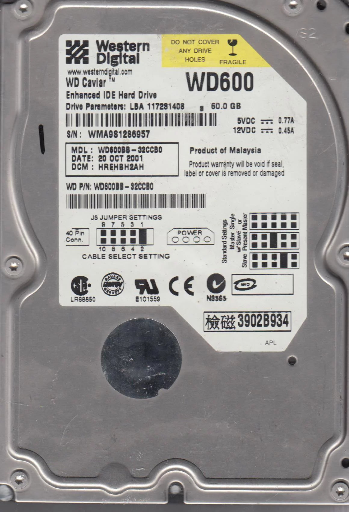 60GB IDE 3.5 Hard Drive M7942