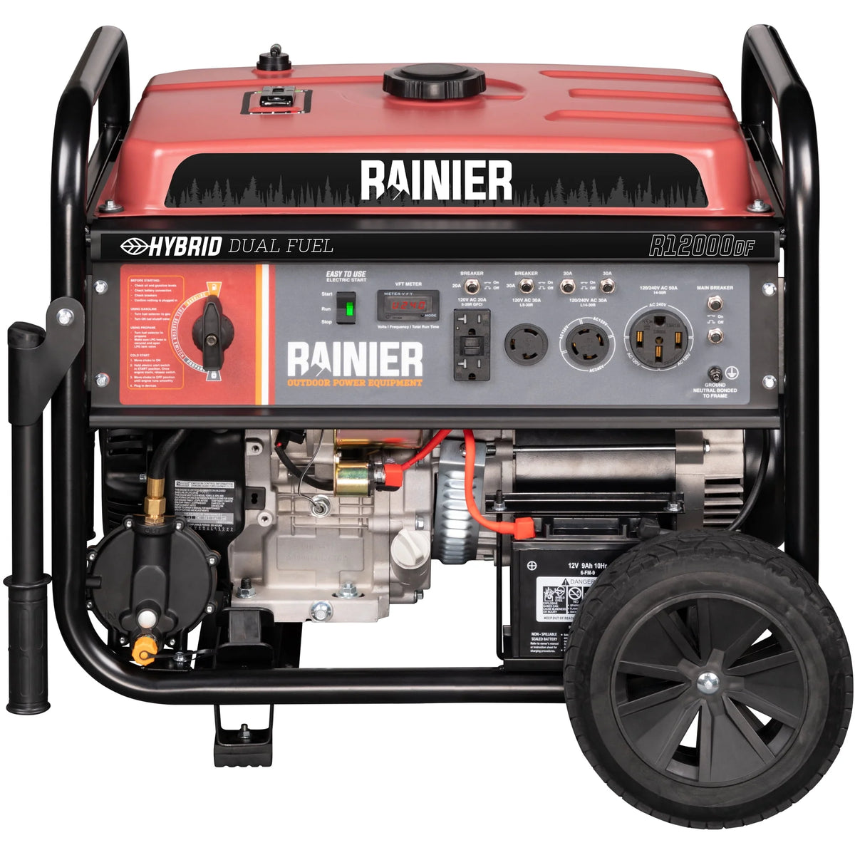 12000 Peak Watt Dual Fuel Portable Generator with Electric Start X196975