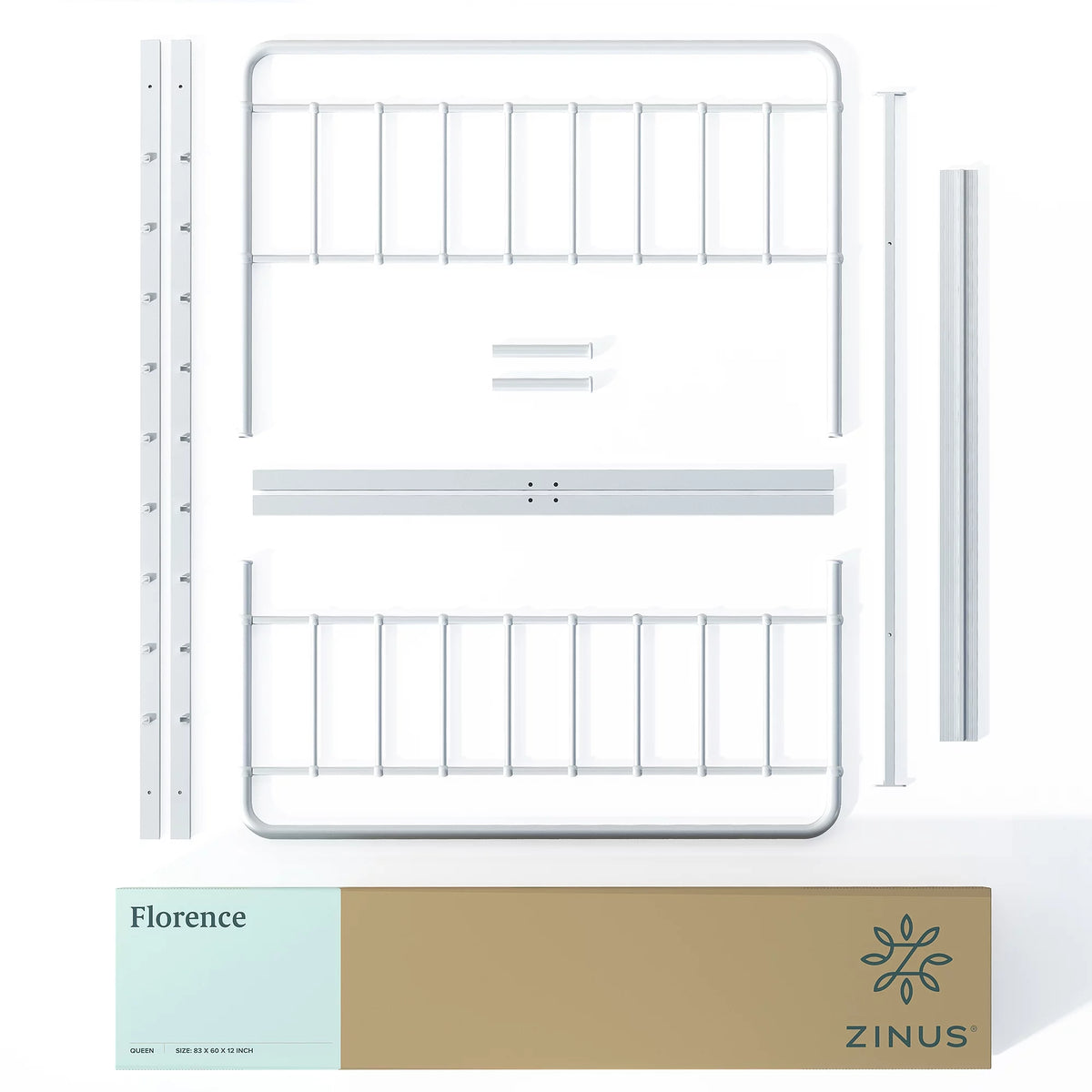 White Full Metal Platform Bed Frame L498