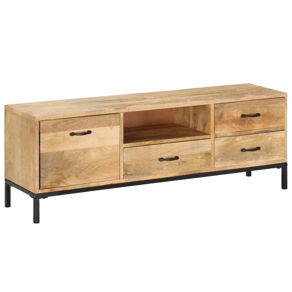 Mango Wood TV Cabinet with Storage Drawers and Open Shelf F53307