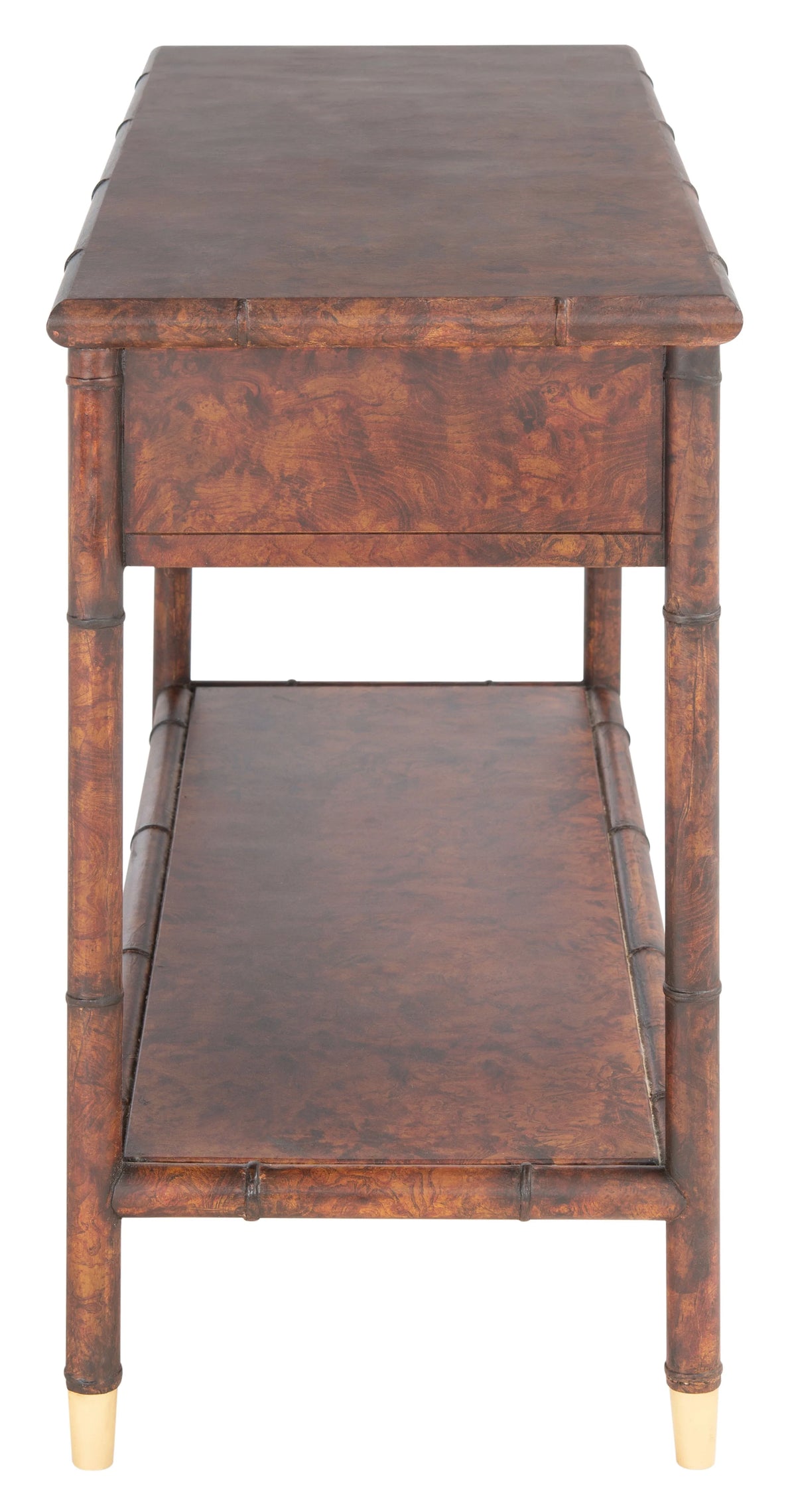 Dark Brown Gold Wood Console Table with Drawer U624550