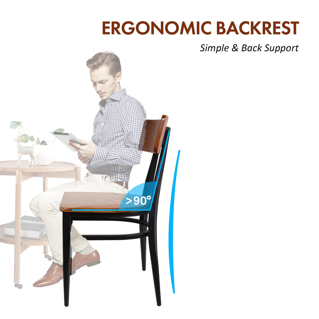 Mid Century Modern Dining Chairs Set of 2 Walnut Wooden B364515