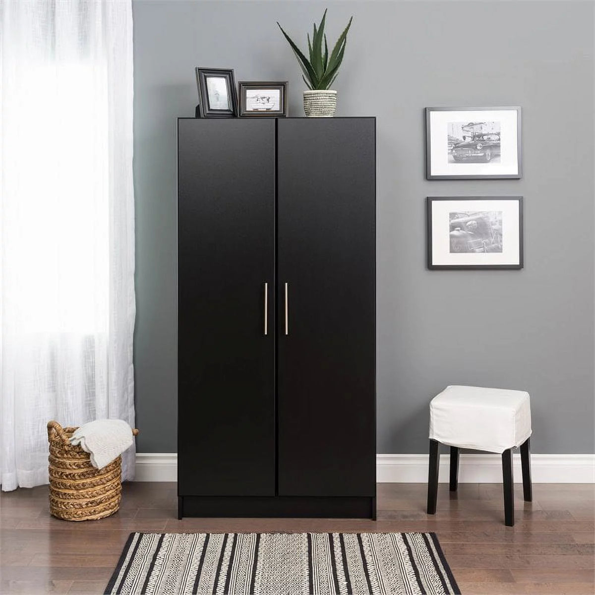 32" Contemporary Black Wardrobe Cabinet H3691