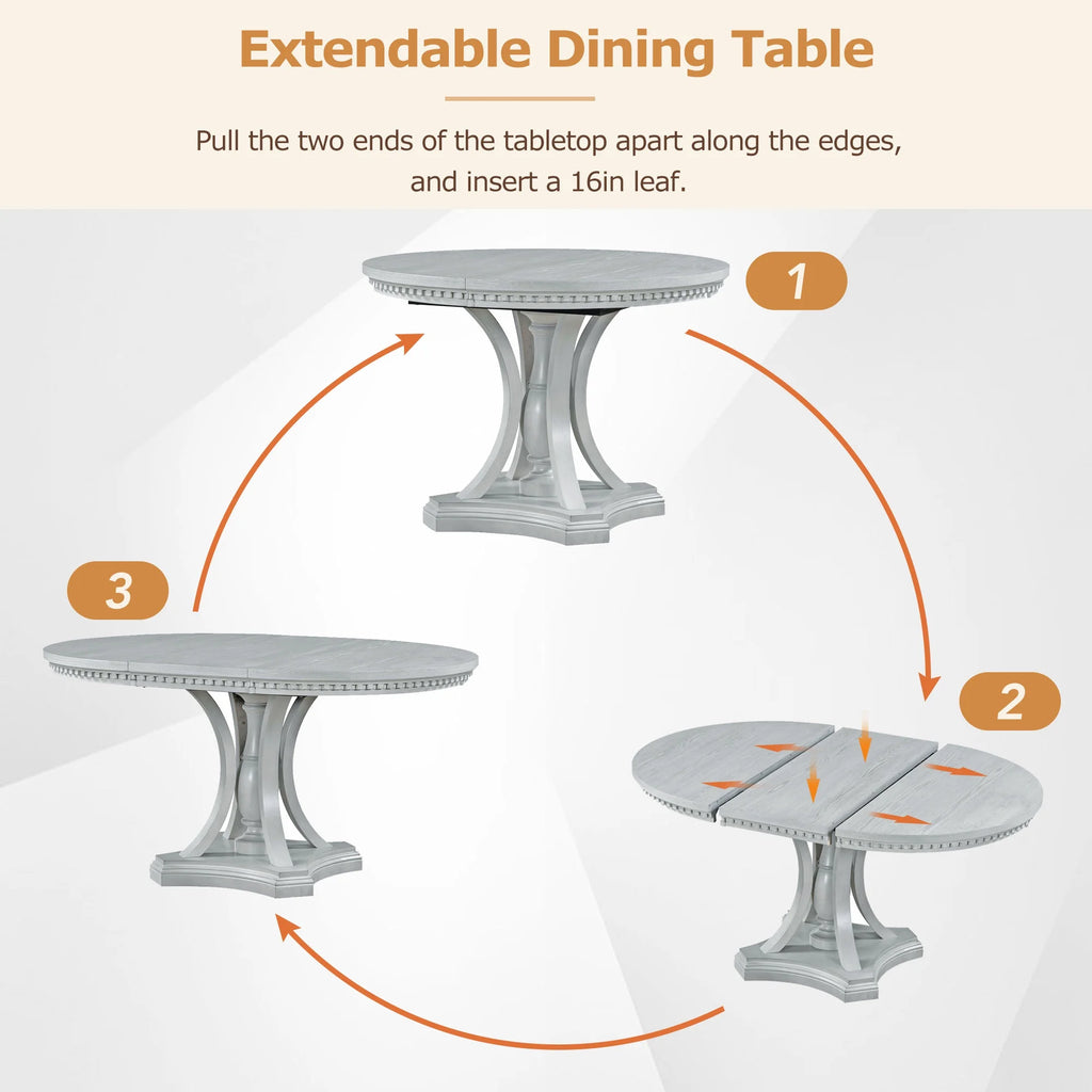 5 Piece Gray Wood Dining Table Set with 4 Upholstered Chairs Z92760