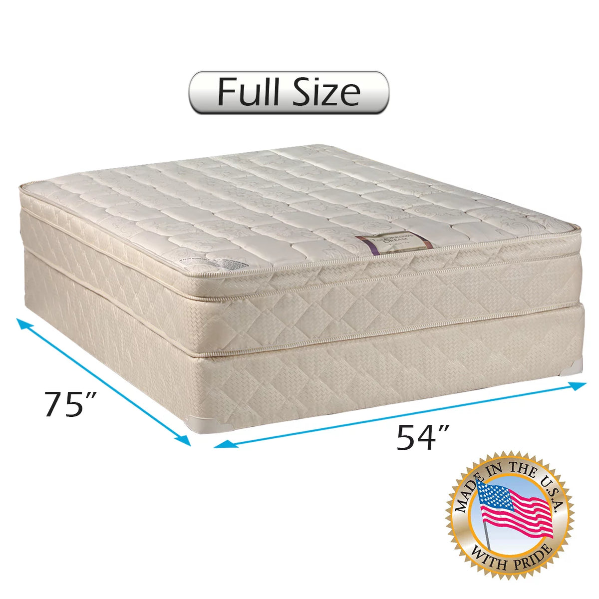 Full Size Innerspring PillowTop Mattress Set with Mattress Cover Protector P939023