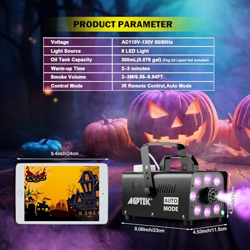 Fog Machine with 13 Colorful LED Lights and Wireless Remote Controls L5629
