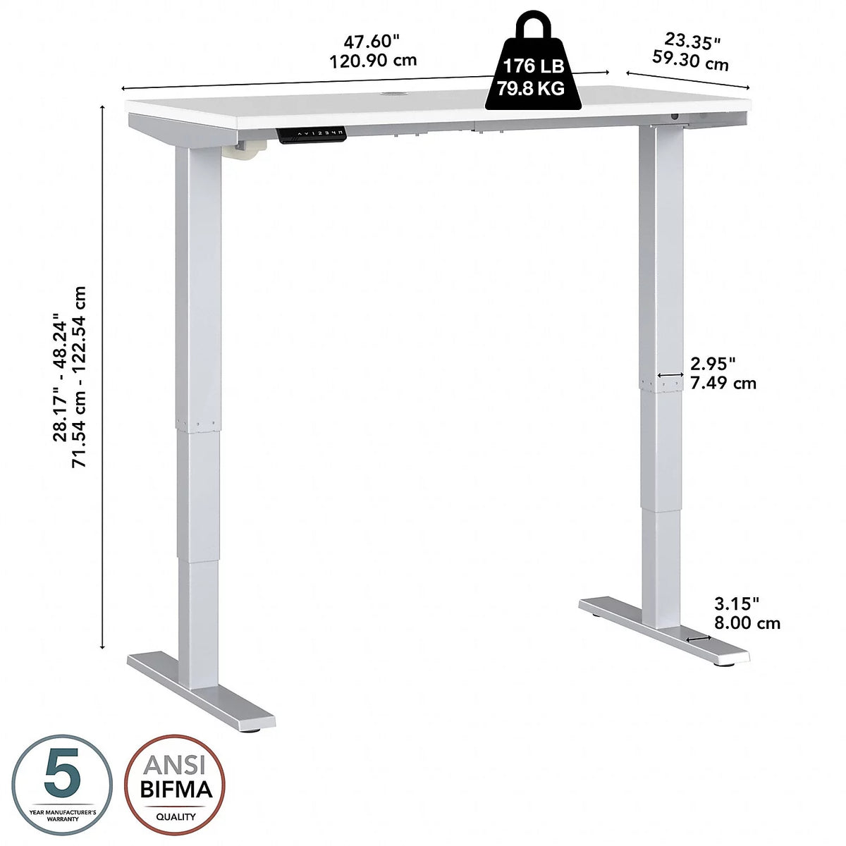 White Height Adjustable Desk C87831