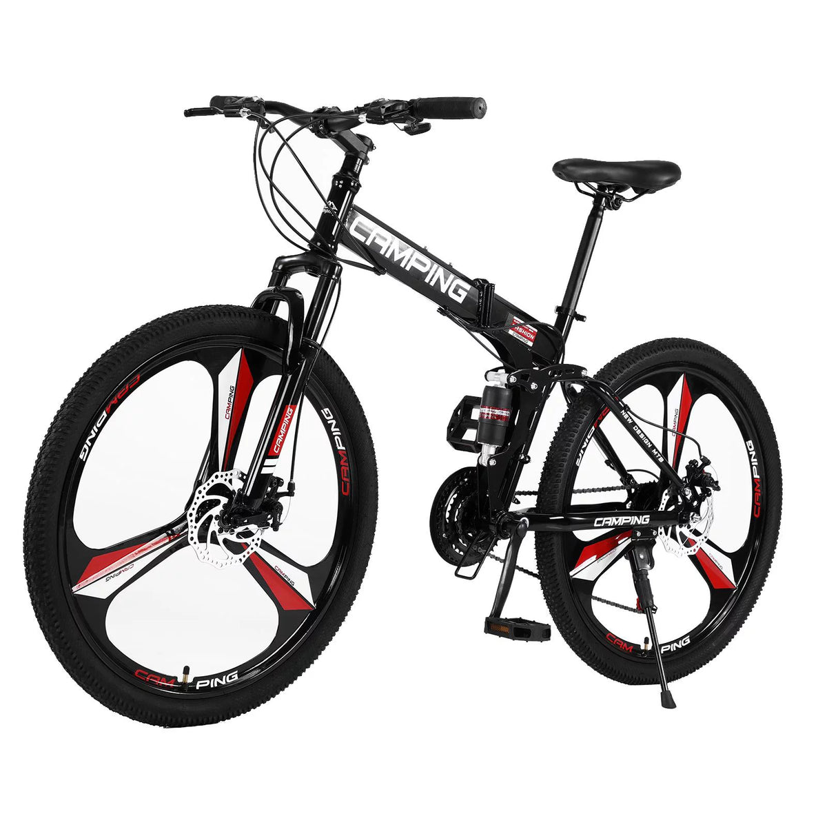 26 inch 21 Speeds Folding Mountain Bike High Carbon Steel Red H53271