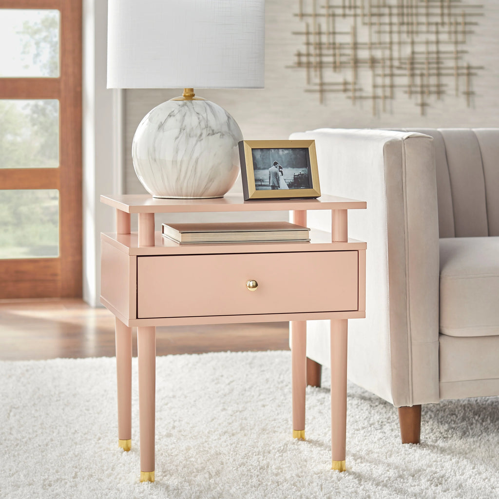 One Drawer Side Table Walnut Stained F2561