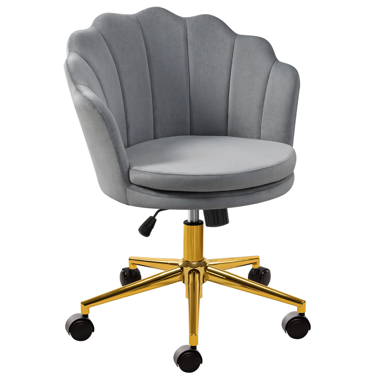 Grey Velvet Adjustable Swivel Office Chair U819400
