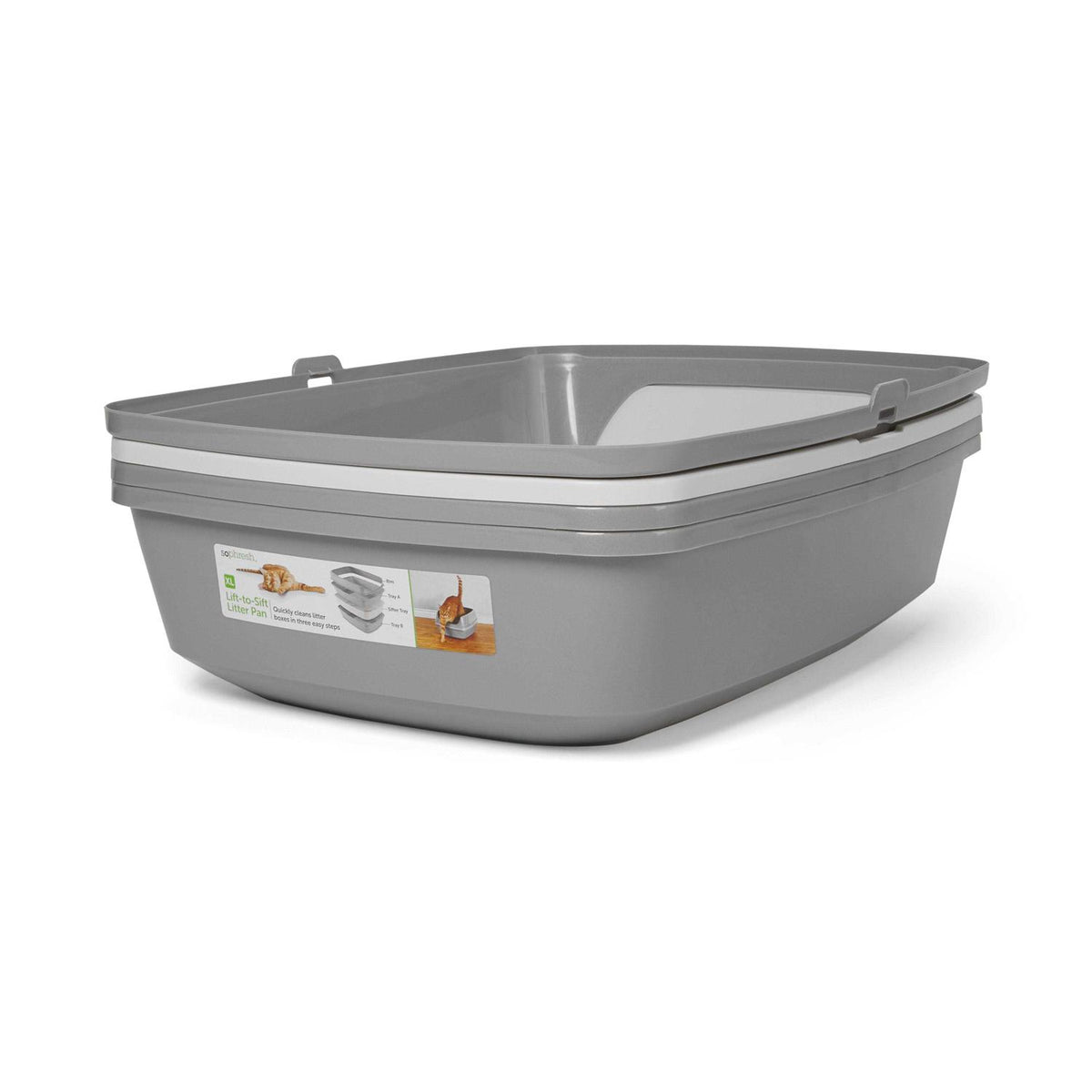 Grey & White Lift-to-Sift Cat Litter Pan U6451