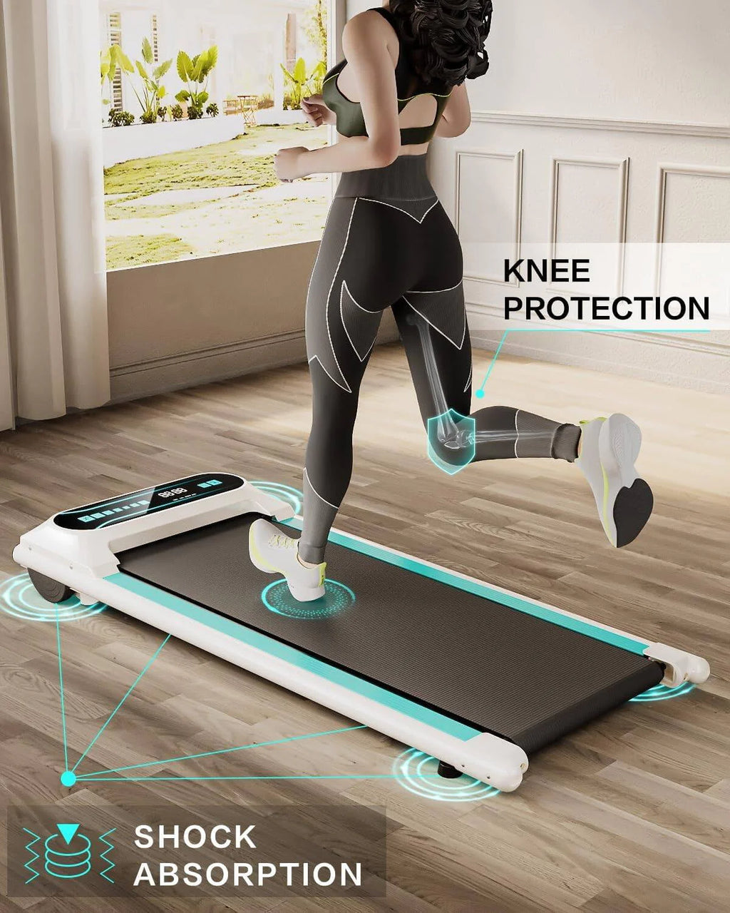 Under Desk Treadmill with Remote Control 2 in 1 Portable Walking Pad S87050