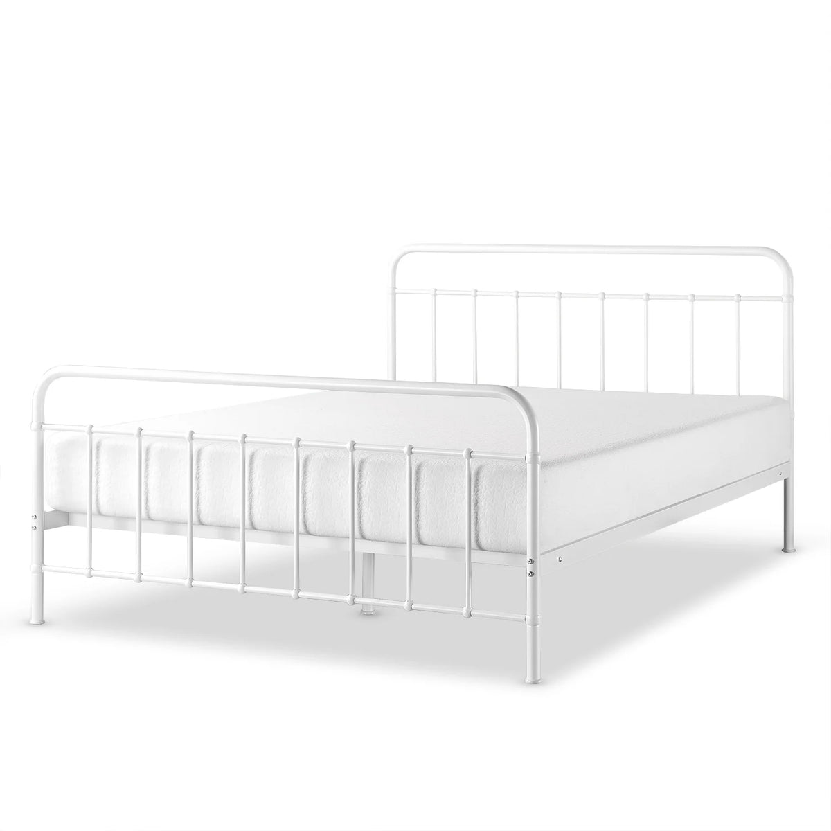 White Full Metal Platform Bed Frame L498