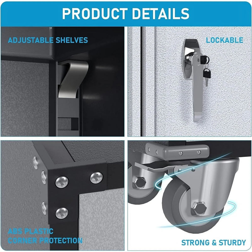 Metal Storage Cabinet on Wheels Q2174