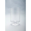 11” Cylindrical Handblown Glass Pillar Candle Holder with Pedestal T5827