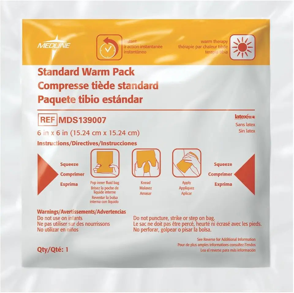 Instant Warm Pack, Disposable, 6" x 6", Pack of 36 U898