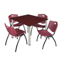 48" Square Breakroom Table & 4 Stack Chairs Z818