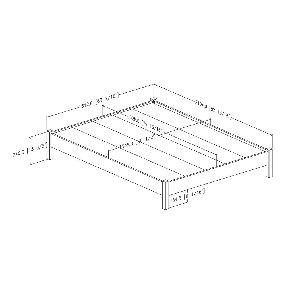 Gray Oak Queen Size Platform Bed W5746