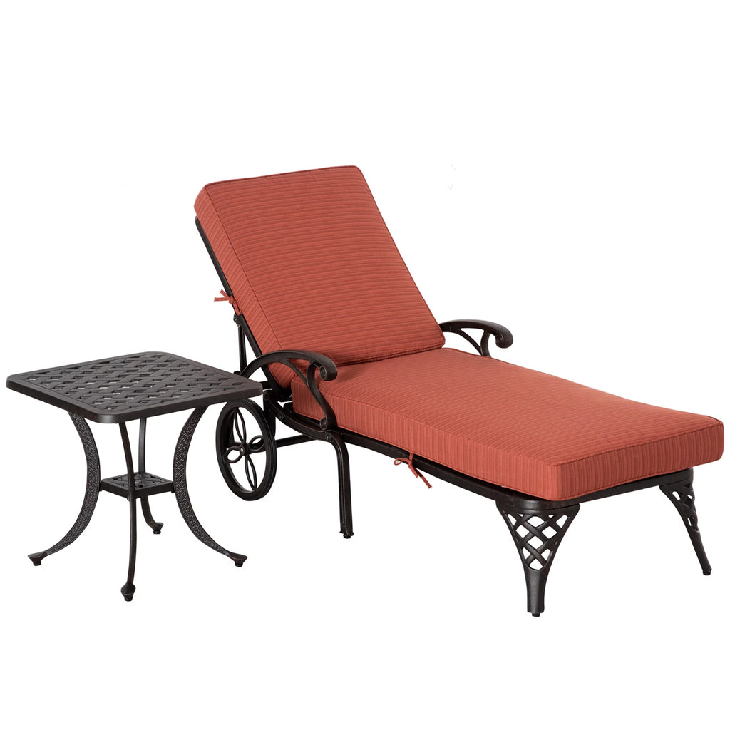 Adjustable Outdoor Chaise Lounge Chair and Side Table Set A19991