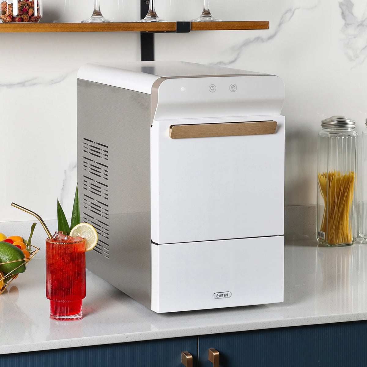 White Stainless Steel Countertop Nugget Ice Maker K4936