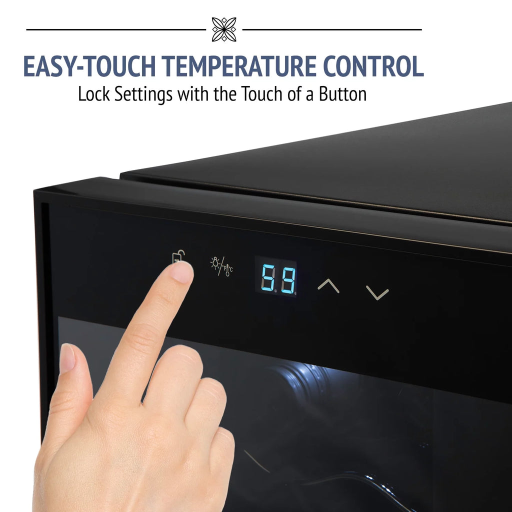 12 Bottle Thermoelectric Freestanding Wine Cooler Black P55241