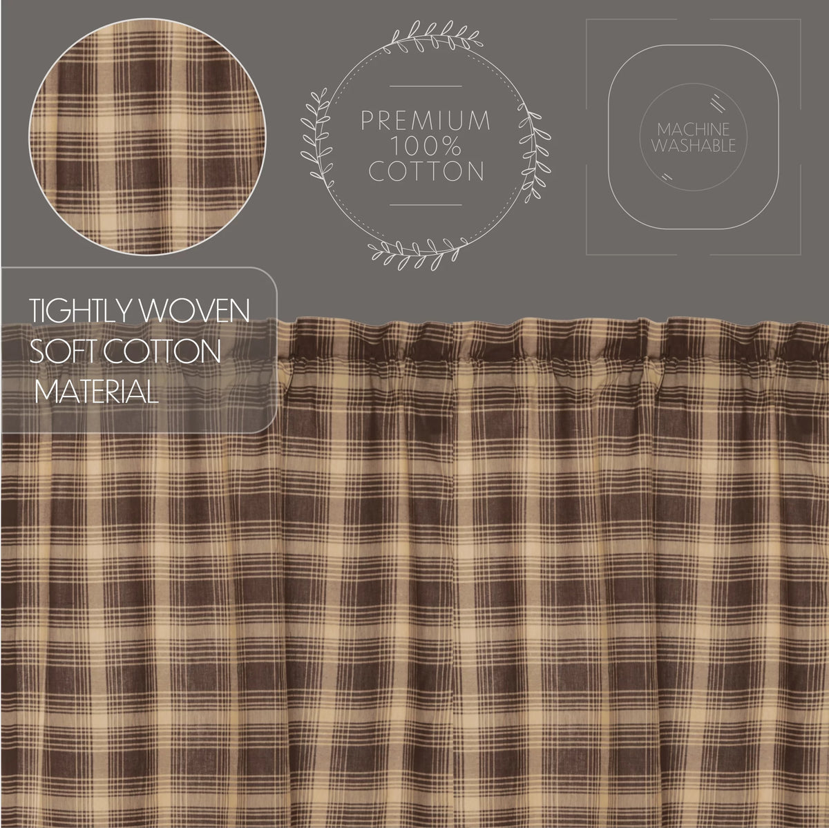 Brown Scalloped Curtain Panel Pair R626137