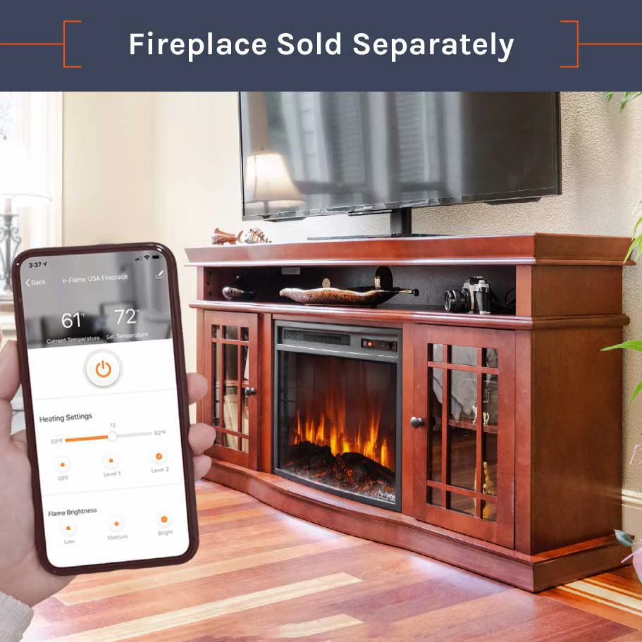 60" x 33" Warm Cherry Finish Fireplace TV Stand C664582