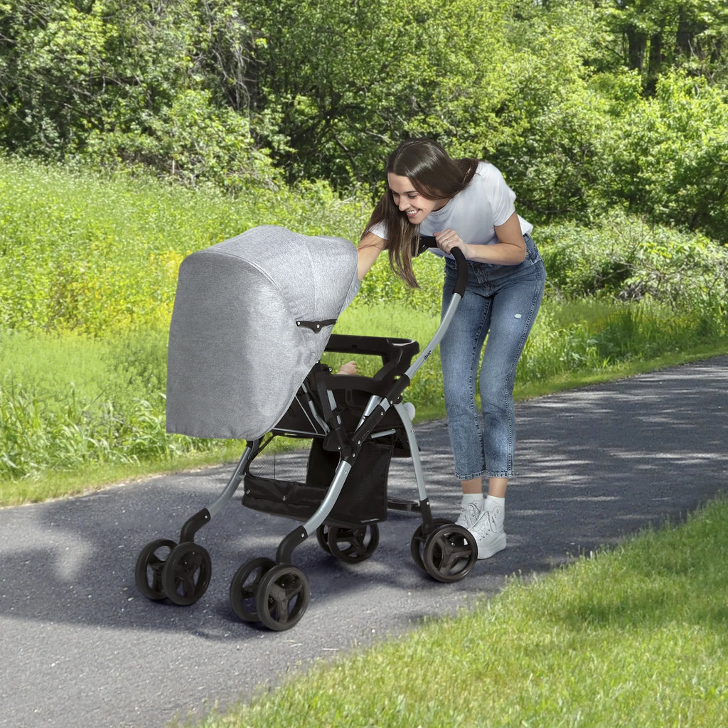 Grey Tweed Reversible Handle Stroller D581