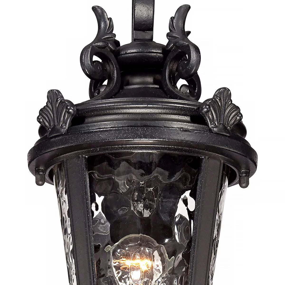 Black 19" Clear Hammered Glass Outdoor Wall Light Fixture T797