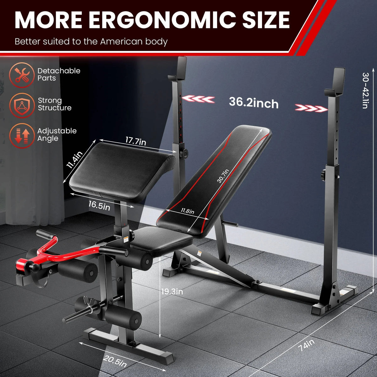Adjustable Weight Bench Set with Squat Rack H315966
