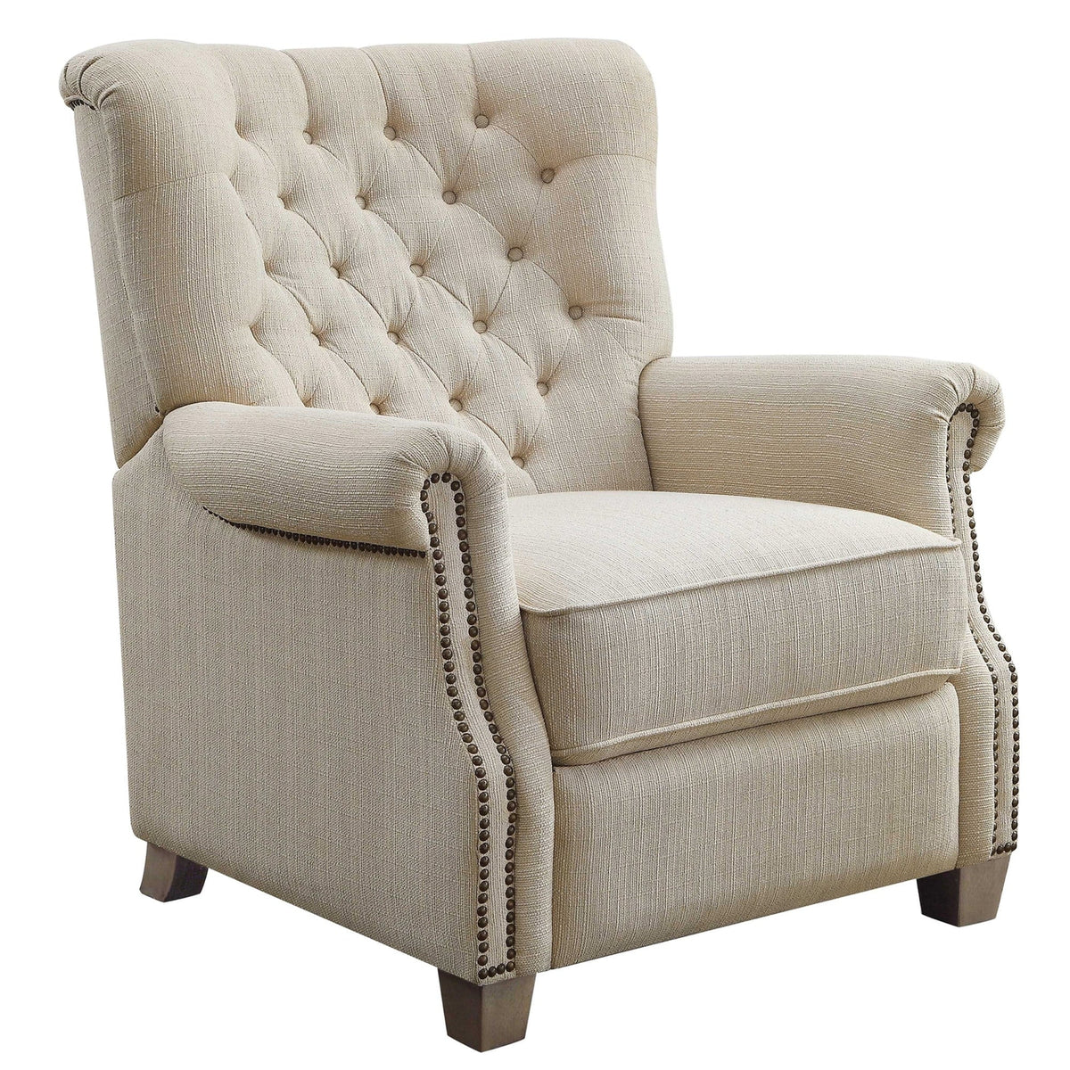 Gray Fabric Upholstery Push Back Recliner Y108