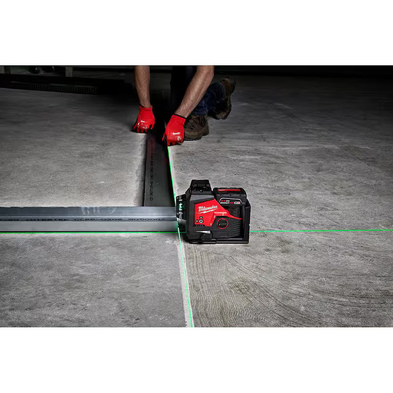 12-Volt Cordless Green 3-Plane Laser Level Kit with Laser Detector E8544