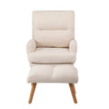 Beige Fabric Accent Chair with Ottoman X8858