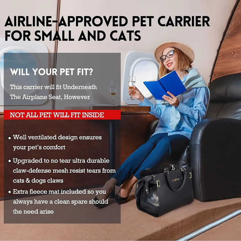 Black Soft-Sided Leather Pet Carrier I4580