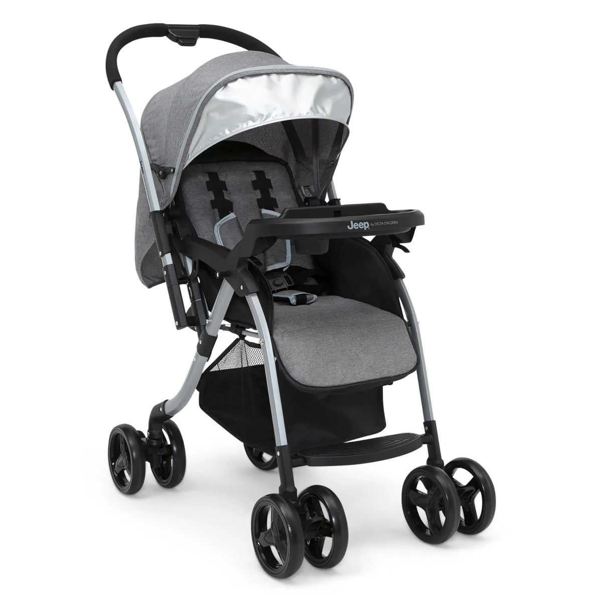 Grey Tweed Reversible Handle Stroller D581