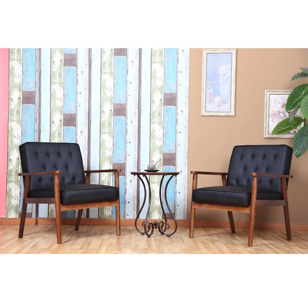 2Pcs Black Fabric Upholstered Accent Chair V51694