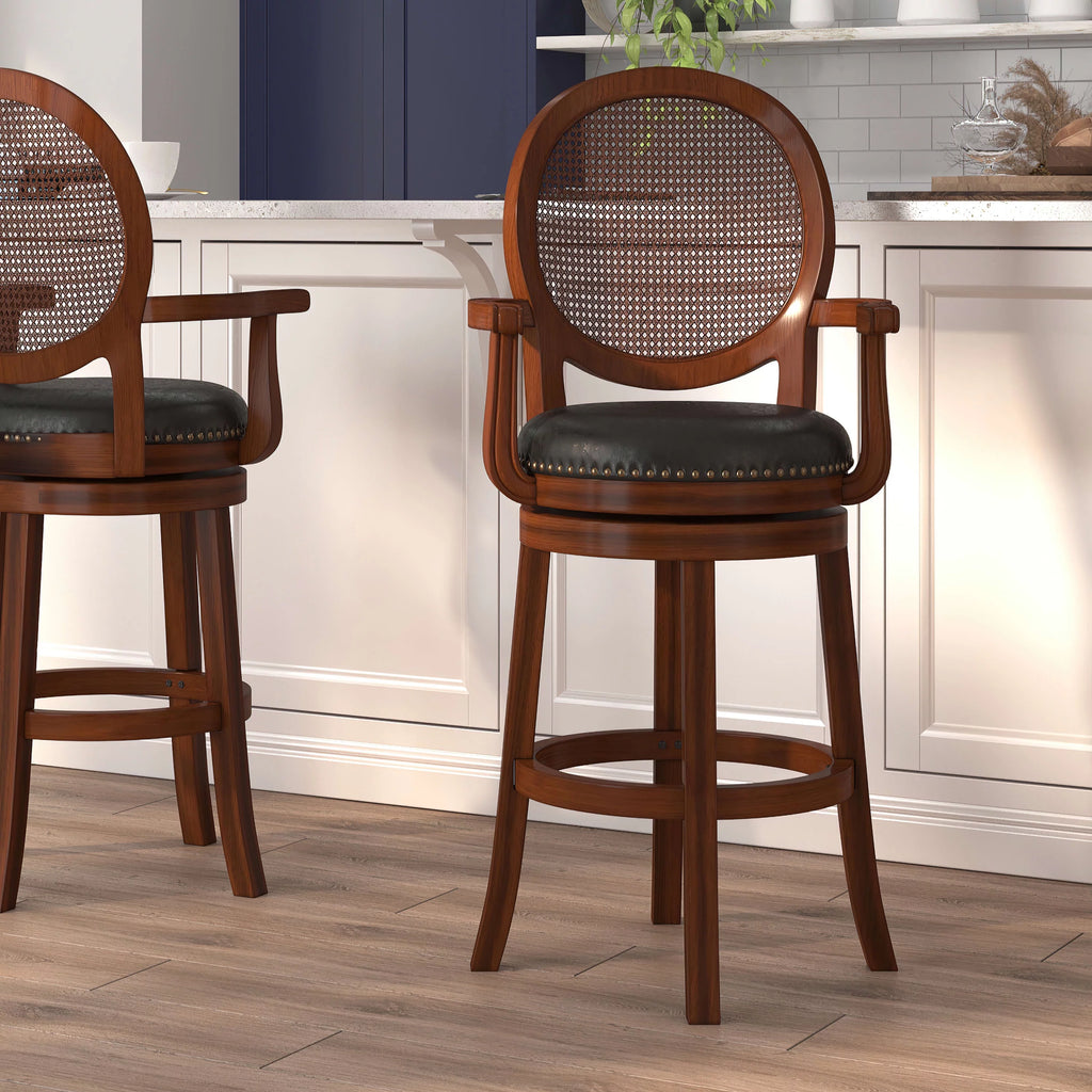 Expresso Wood Barstool with Arms N724