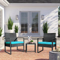 3 Pieces Wicker PE Rattan Bistro Set with Table J92789