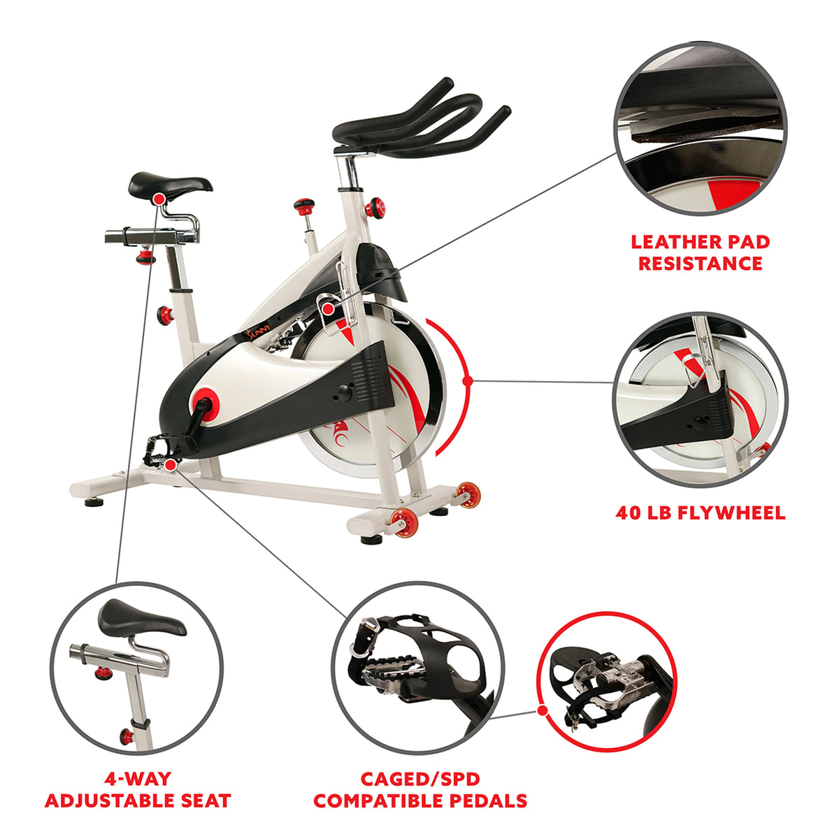 Stationary Belt Drive Indoor Cycling Exercise Bike with 40 Lb. Flywheel F4398