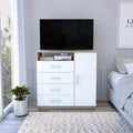Light Oak White 4 Drawer Dresser with Hanging Rod and Open Shelf F479920