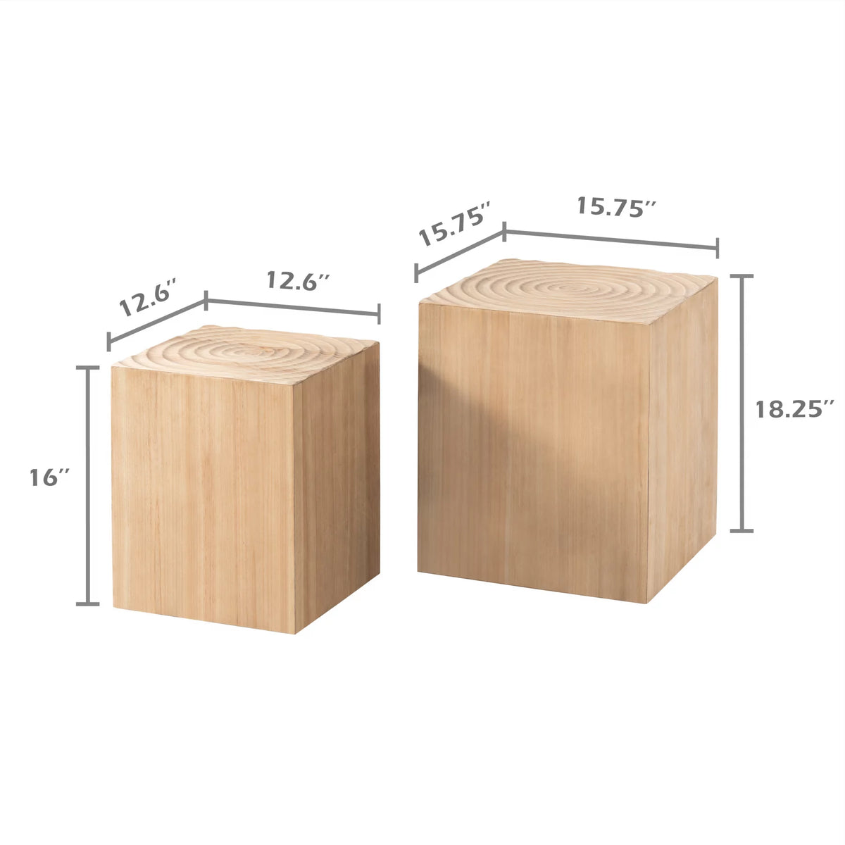 Set of 2 Natural Wood Tree Ring Pattern End Table M60591