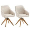 Beige Faux Linen Swivel Accent Chair with Arms X196