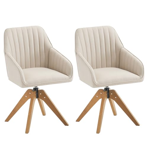 Beige Faux Linen Swivel Accent Chair with Arms X196