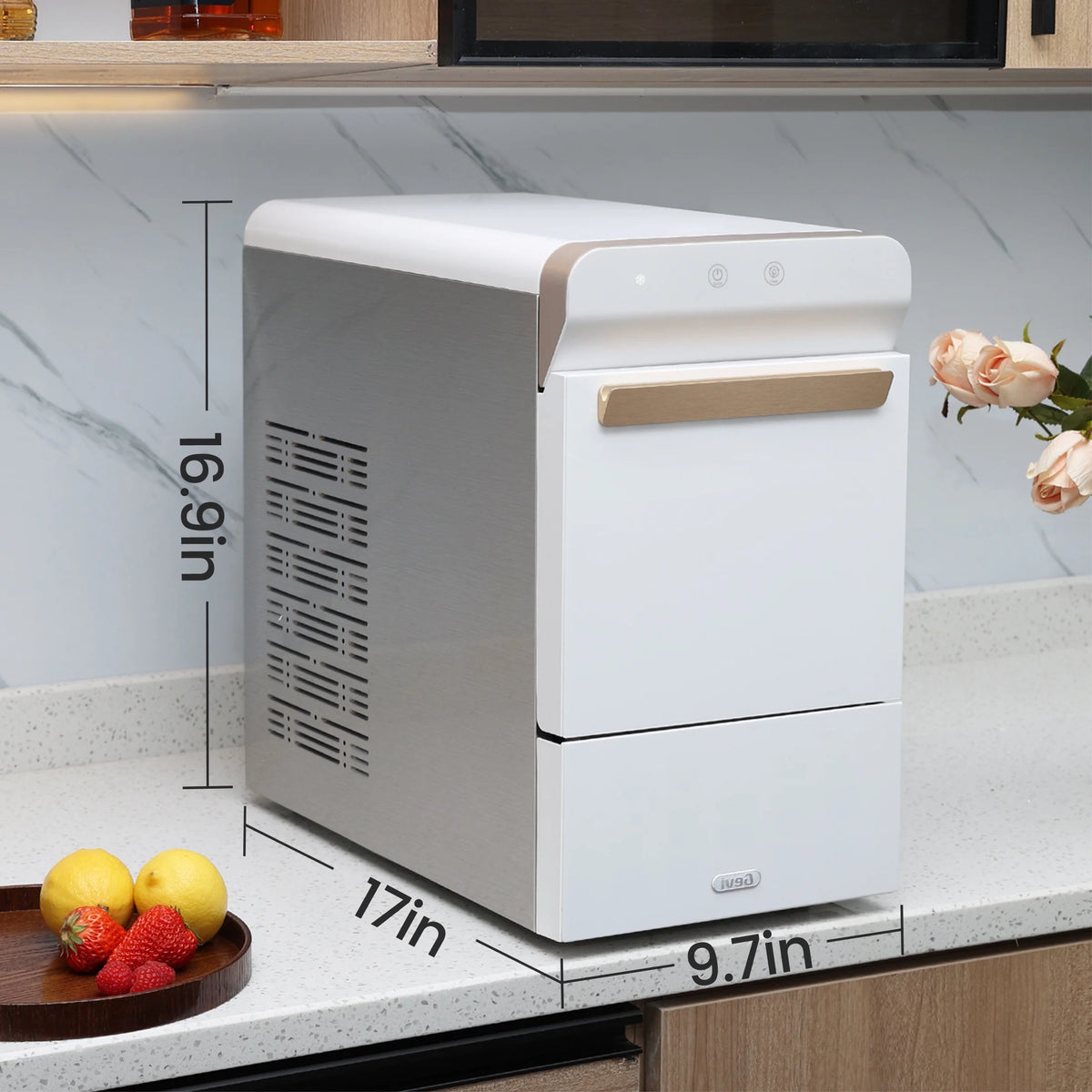 White Stainless Steel Countertop Nugget Ice Maker K4936