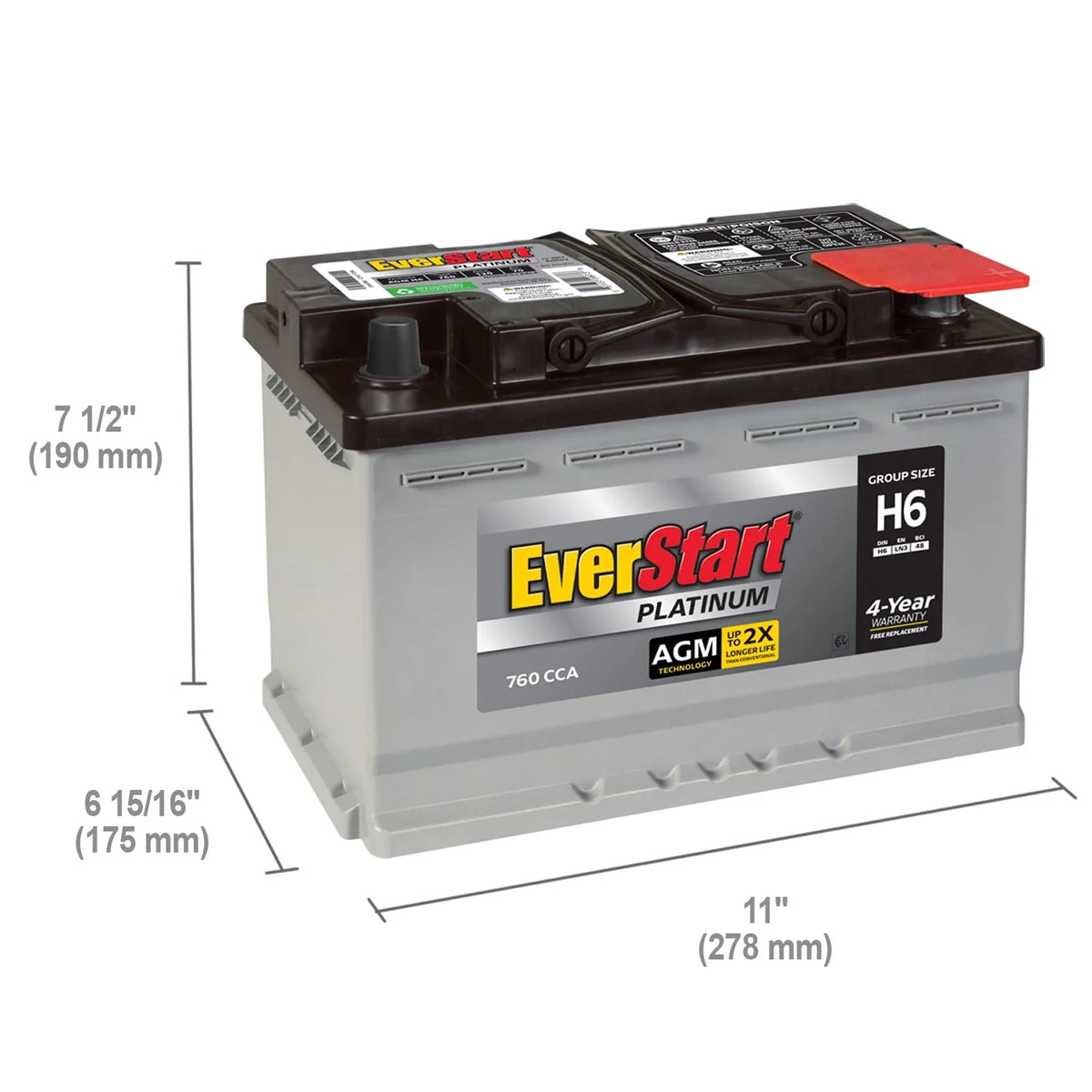 AGM Automotive Battery Group Size H6 12 Volt 760 CCA K47273