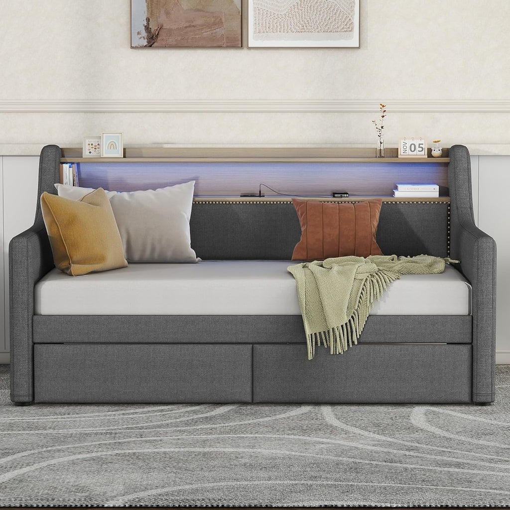 Upholstered Daybed with 2 Storage Drawers C4840